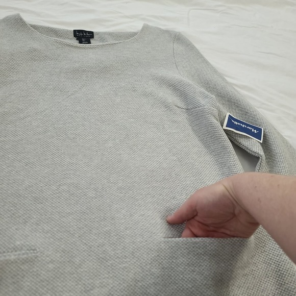 Nicole Miller New York Dress Gray Large 3/4 Sleeve Pockets Stretch Knit Short - Picture 3 of 8